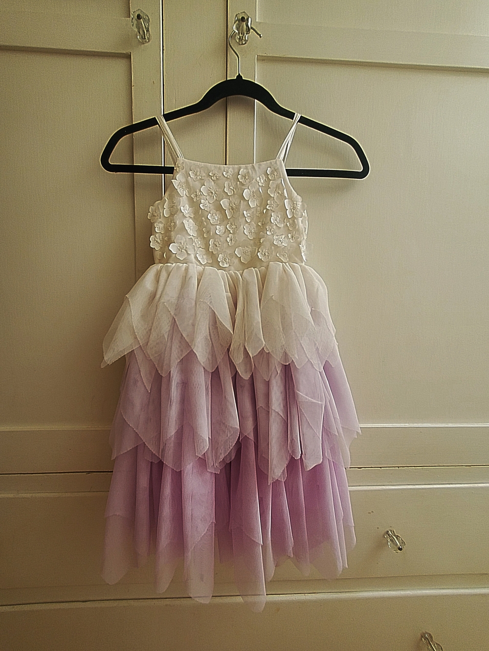 H&M White and Lavender Tiered Tulle Dress